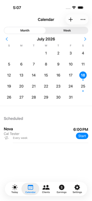 SideWalker calendar with a scheduled repeating walk